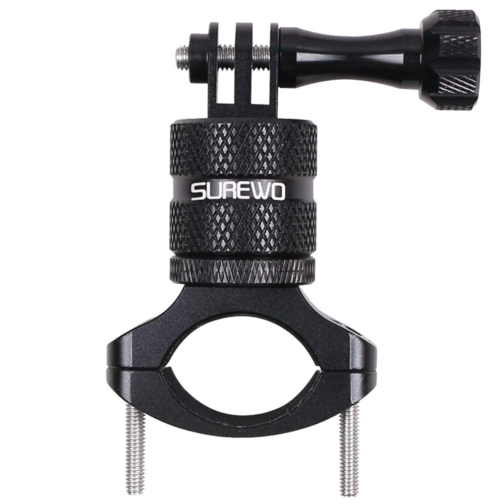 SUREWO Bike Mount for Action Cameras, Aluminum Handlebar Mount Compatible with GoPro Hero 13/12/11/10/9/8/7/6/5 Black, GoPro Max, DJI Osmo Action