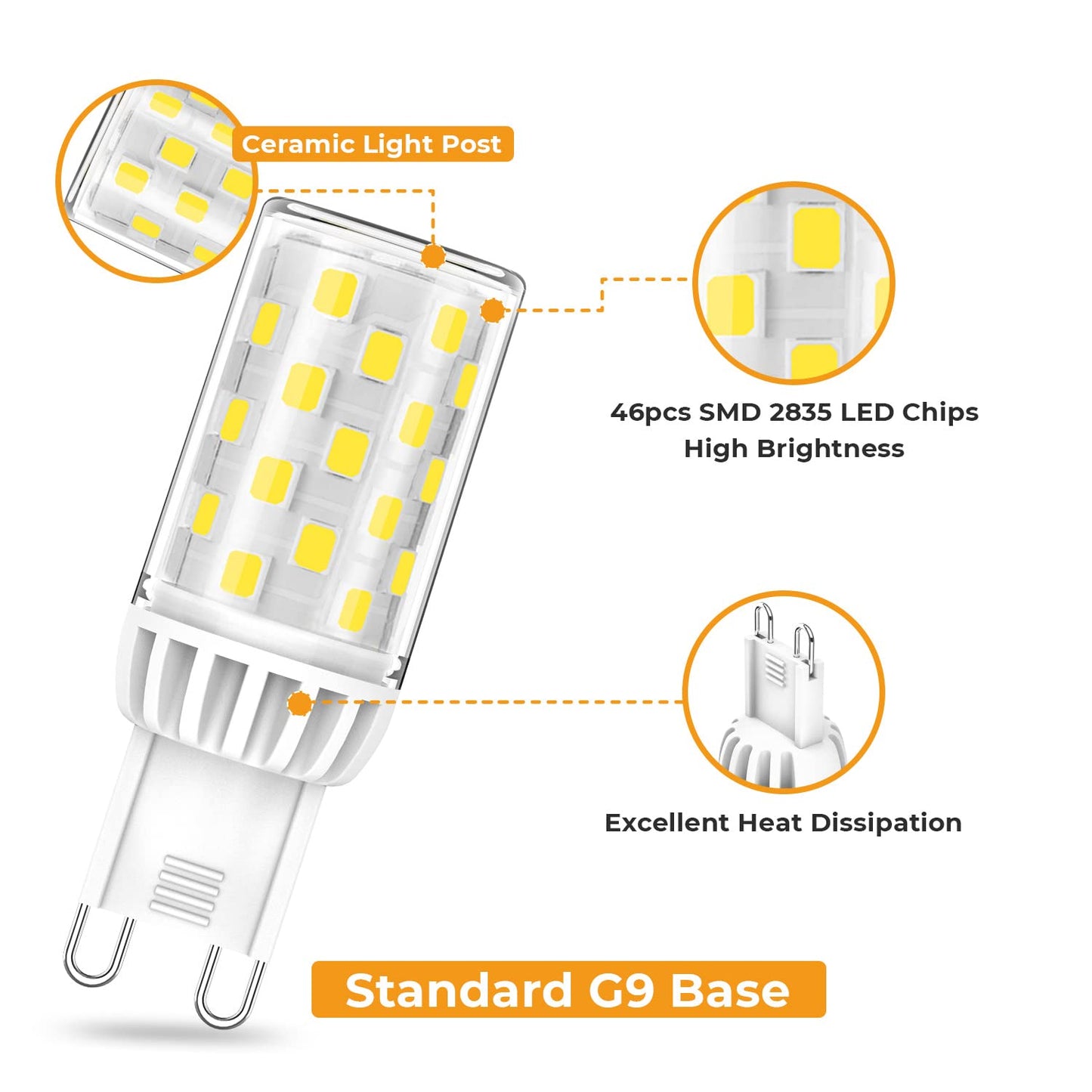Lososuch G9 LED Bulb Dimmable 5W 550M 6000K Daylight White?G9 Base led Bulbs?20w 30w 35w 40w T4 G9 Halogen Equivalent?120V No-Flicker, 10 Pack