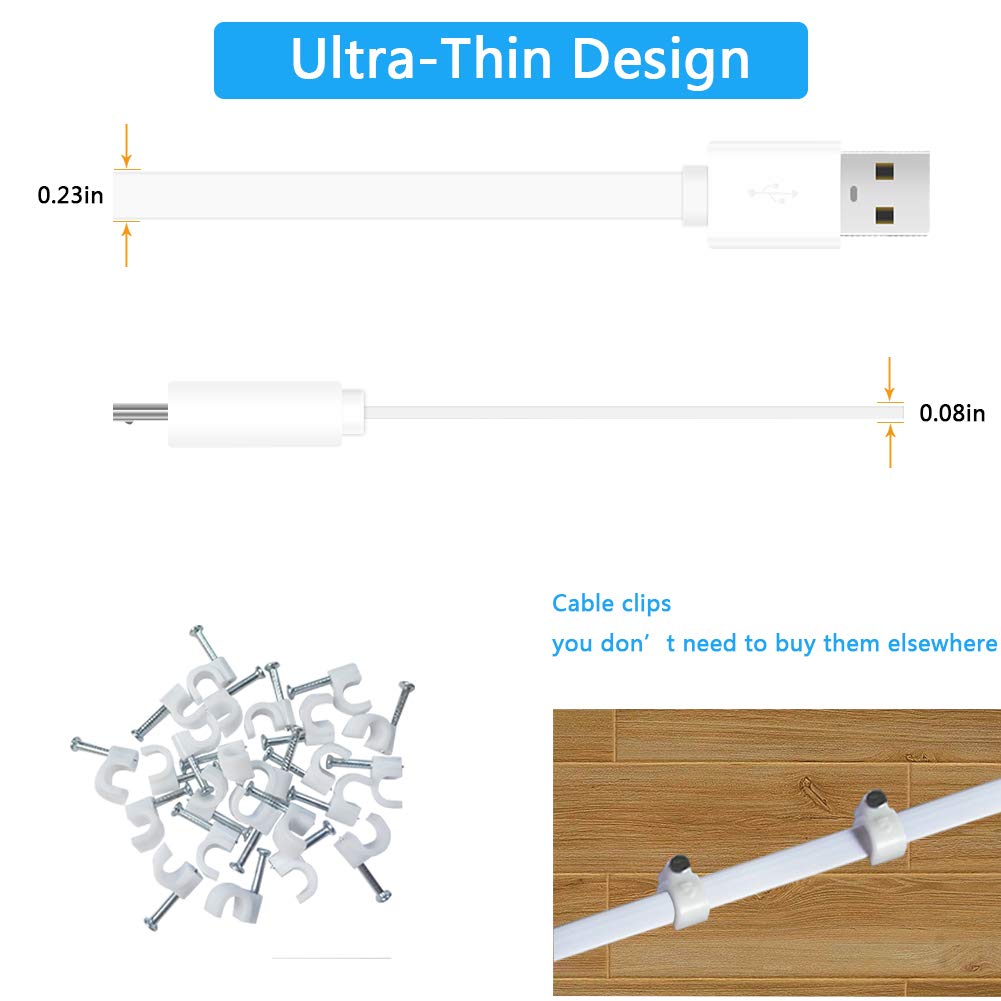 SCOVEE 2-Pack 10FT USB Power Extension Cable for Wyze Cam,WyzeCam Pan,YI Home Camera,Nest-Cam Indoor,Oculus Go,Netvue,KasaCam,Furbo Dog,Blink,Flat USB