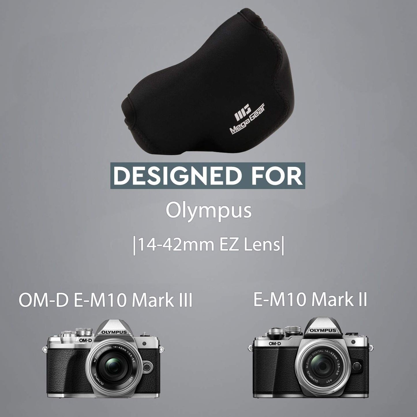 Megagear Olympus Om-D E-M10 Mark I?? (14-42MM) Ultra Light Neoprene Camera Case, With Carabiner - Black - MG1355