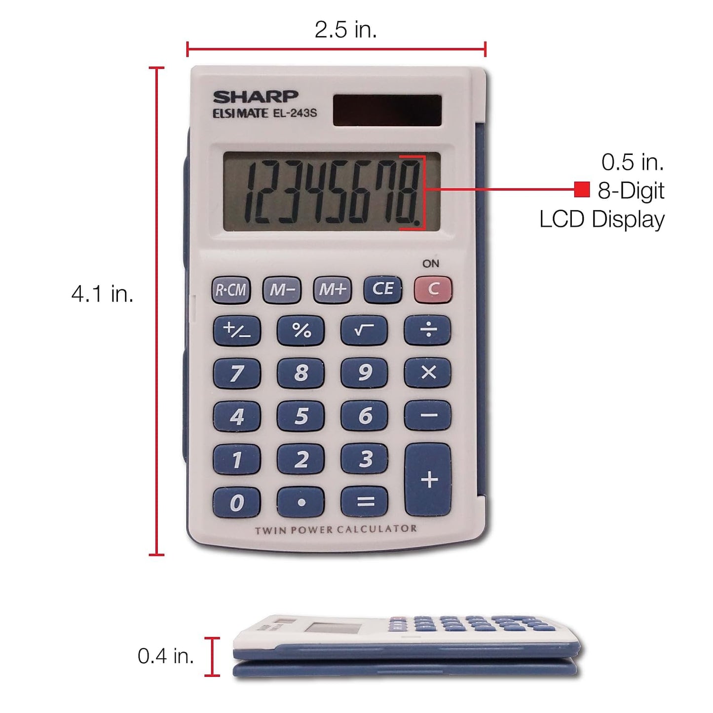 Sharp EL243SB EL-243SB Solar Pocket Calculator 8-Digit LCD