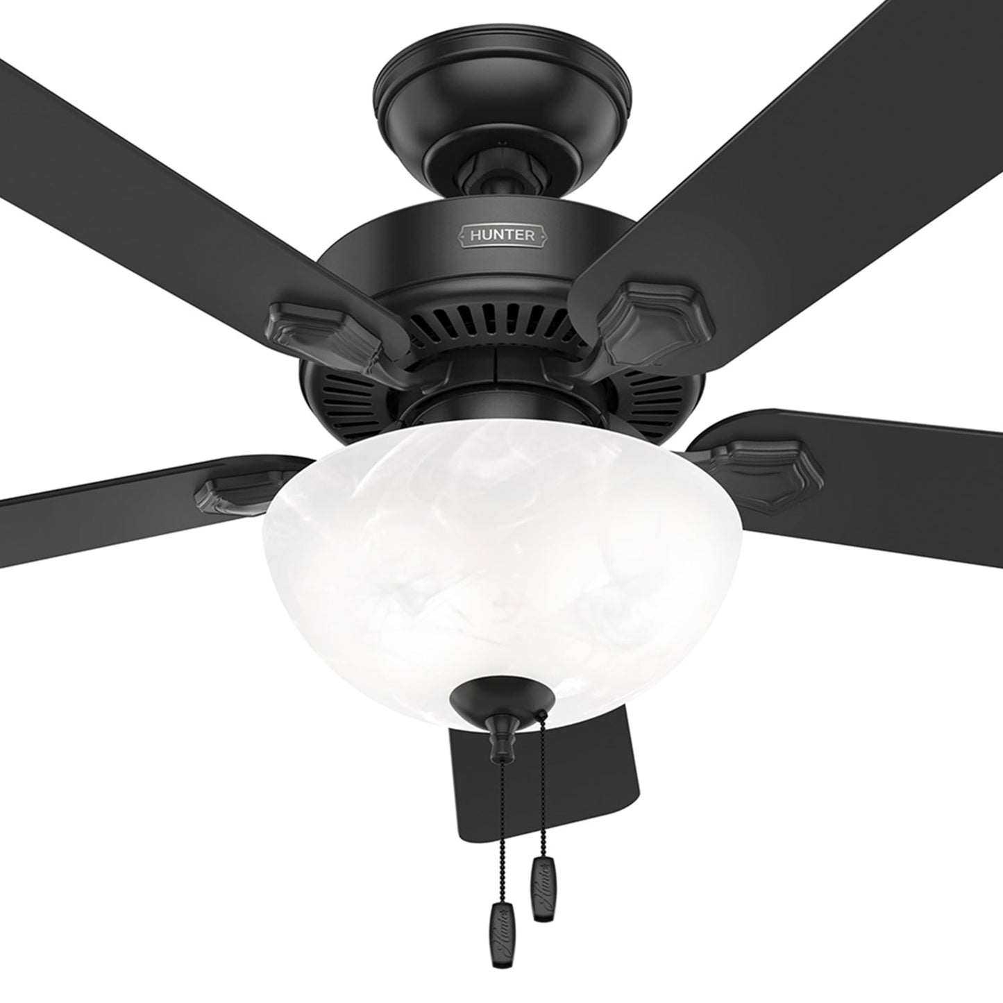 Hunter Fan 44 inch Matte Black Indoor Ceiling Fan with Lights and Pull Chain for Bedroom, Living Room, Family Room, Dining Room, Kitchen, Office