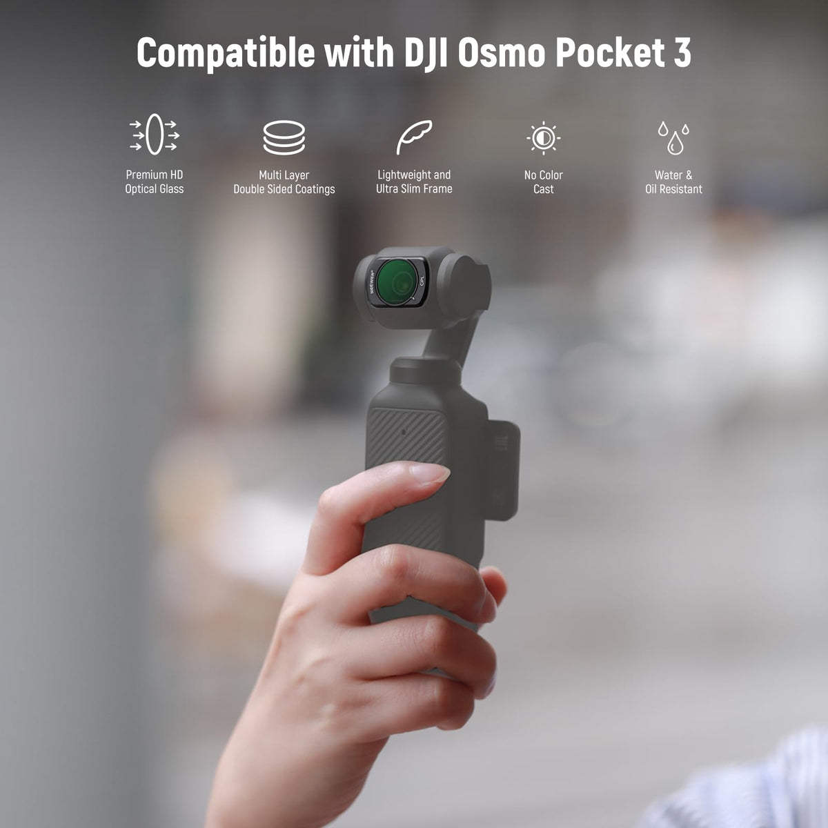 NEEWER Magnetic ND Filter Set Compatible with DJI Osmo Pocket 3 Creator Combo Accessories, 6 Pack ND16 ND32 ND64 ND256 CPL UV Lens Filter Kit + 2X