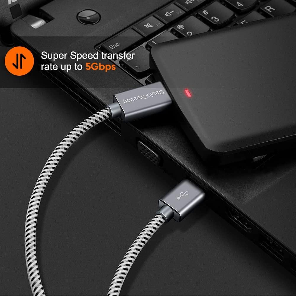 CableCreation Short USB3.0 Hard Drive Cable 1FT, USB 3.0 A to Micro B Cable 5Gbps Data, USB 3.0 External Works for WD Toshiba, Seagate Hard Drive