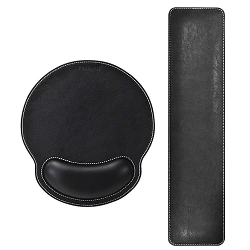 MAIDERN Keyboard Wrist Rest and Mouse Wrist Rest Pad PU Leather, Memory Foam Set for Computer/Laptop/Mac, Durable & Comfortable & Lightweight for Easy