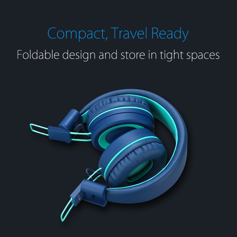 Kids Headphones - noot products K11 Foldable Stereo Tangle-Free 3.5mm Jack Wired Cord On-Ear Headset