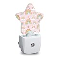Cute Rainbow Star Night Light Plug in, Soft Glow Night Light for Kids Bedroom Nursery, Gentle Warm Light for Sleep, Compact Lamp for Hallway Bathroom