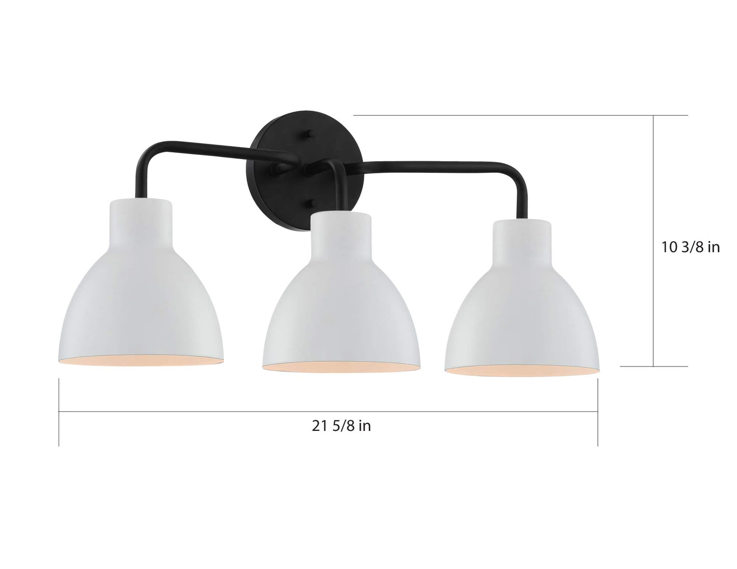 Nuvo 60/6786 3-Light Sloan Vanity Fixture, Matte Black Finish with White Shade