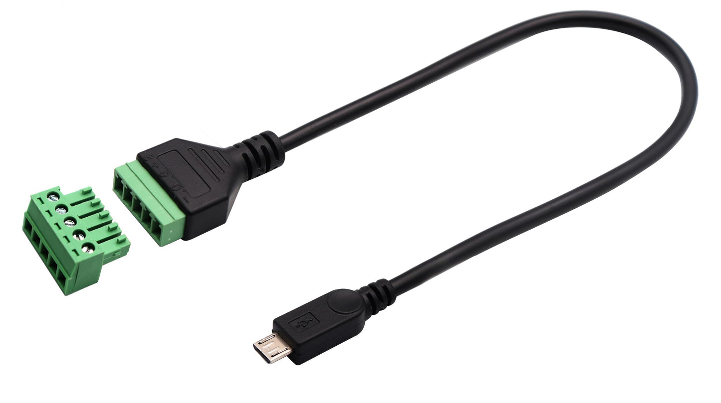 zdyCGTime Micro USB Screw Terminal Block Connector Cable Micro USB 2.0 Male Plug to 5 Pin/Way Female Bolt Screw with Shield terminals Pluggable Type