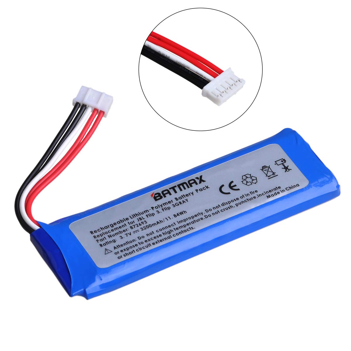 Batmax High Capacity 3200mAh Battery + Tools for JBL Flip 3 JBLFLIP3GRAY Portable Bluetooth Speaker fits JBL GSP872693,P763098 03