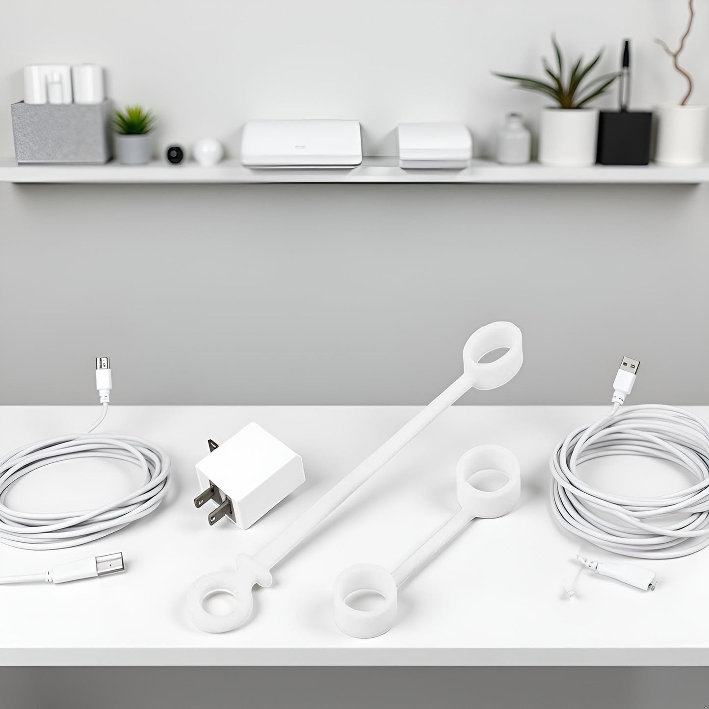 2 Pcs White Silicone Anti Lost Cover Protections Sleeve Case Cable Converter Holder Strap Tether for Various Charging Adapters Charging Cable Adapter