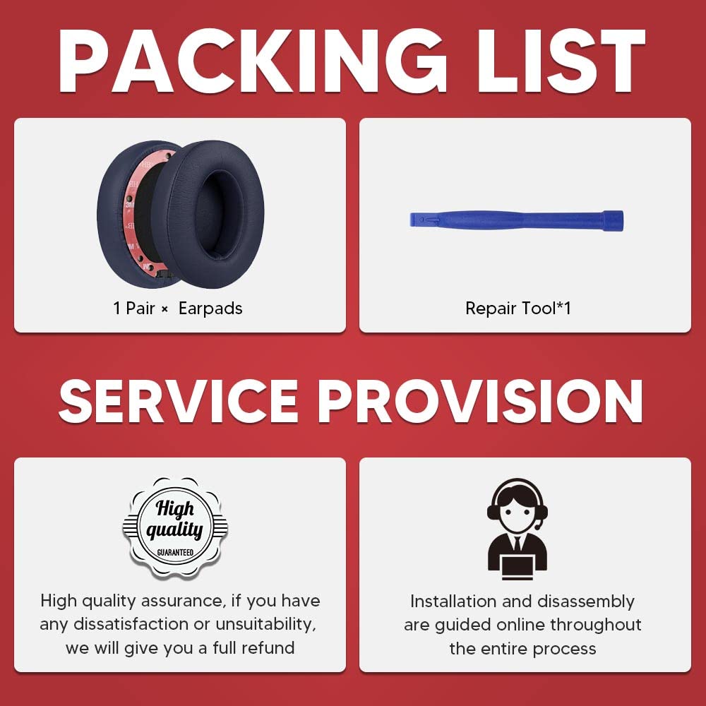 Beats Studio 3 Ear Pads, BUTIAO Replacement Protein Leather Earpads Memory Foam Ear Cushion Cups Repair Parts for Beats Studio 3 Studio 2 Wireless