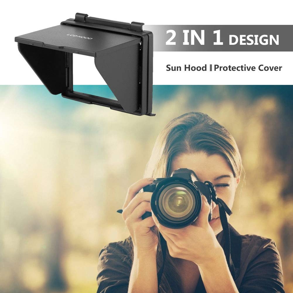 Serounder LCD Monitor Screen Sun Shade with -up Hood Screen Protective Cover Foldable Camera Monitor Protector for DSLR Camera