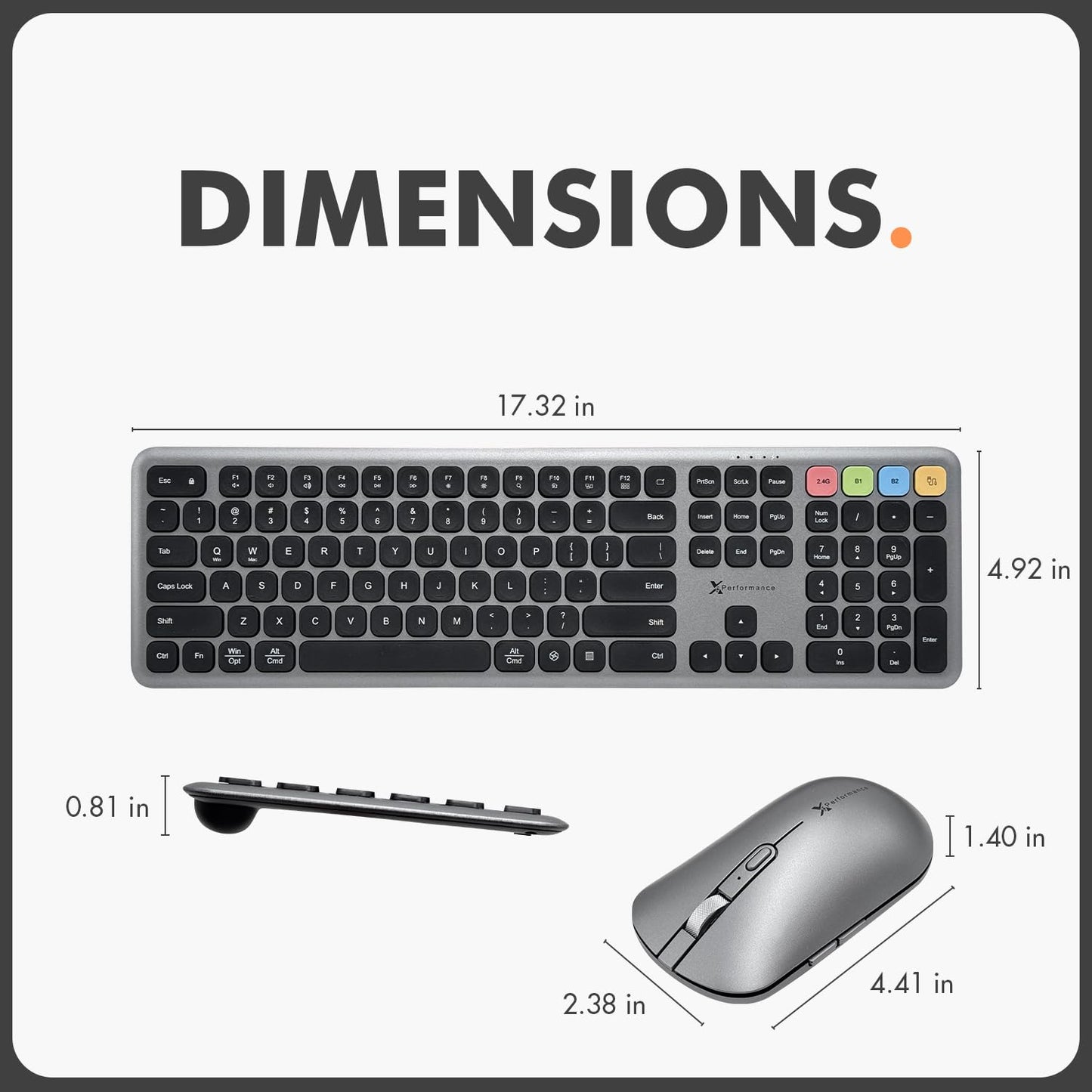 X9 Bluetooth Keyboard and Mouse Combo (Bluetooth, 2.4Ghz, USB C Wired) - Slim Wireless Rechargeable Keyboard and Mouse, Multi-Device Keyboard