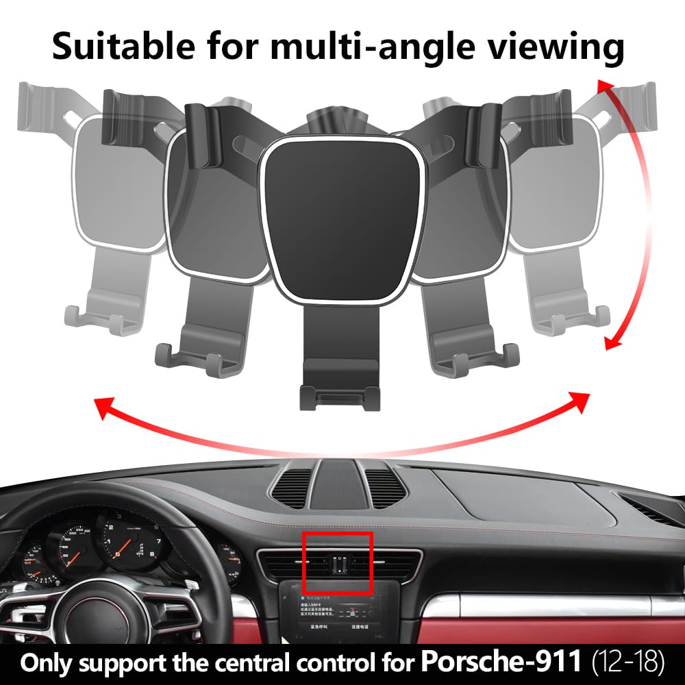 LUNQIN Car Phone Holder For Porsche 911 2013-2019 GT3 Coupe Convertible Carrera S Cabriolet Turbo 4 4S GT2 GTS R RS Auto Accessories Navigation