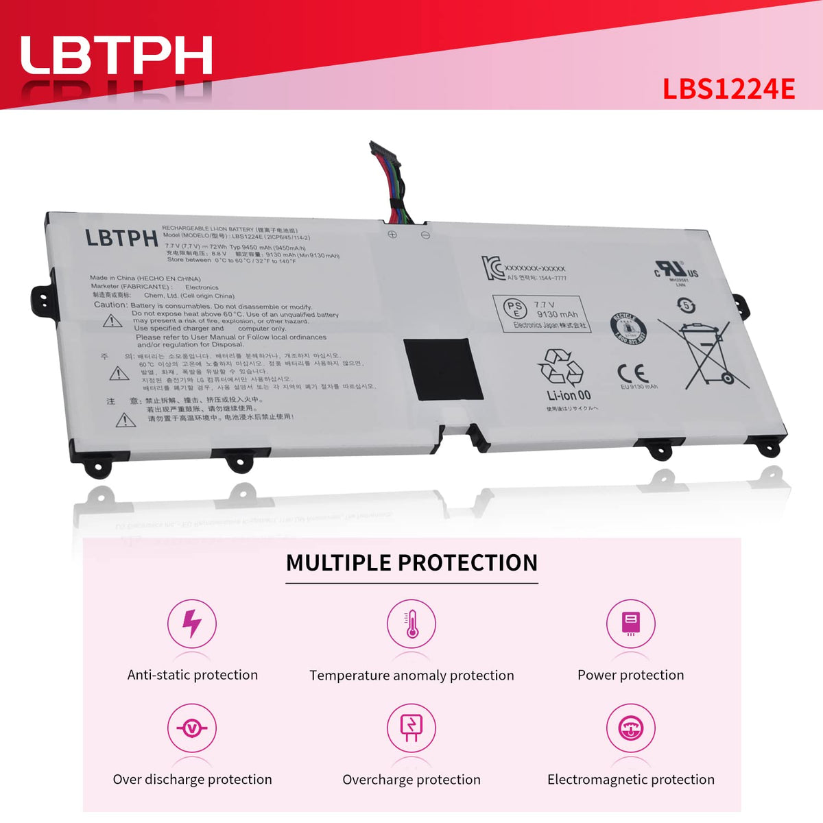 LBS1224E 72Wh Laptop Battery for LG Gram 2018 13Z980 13Z990 14Z980 14Z990