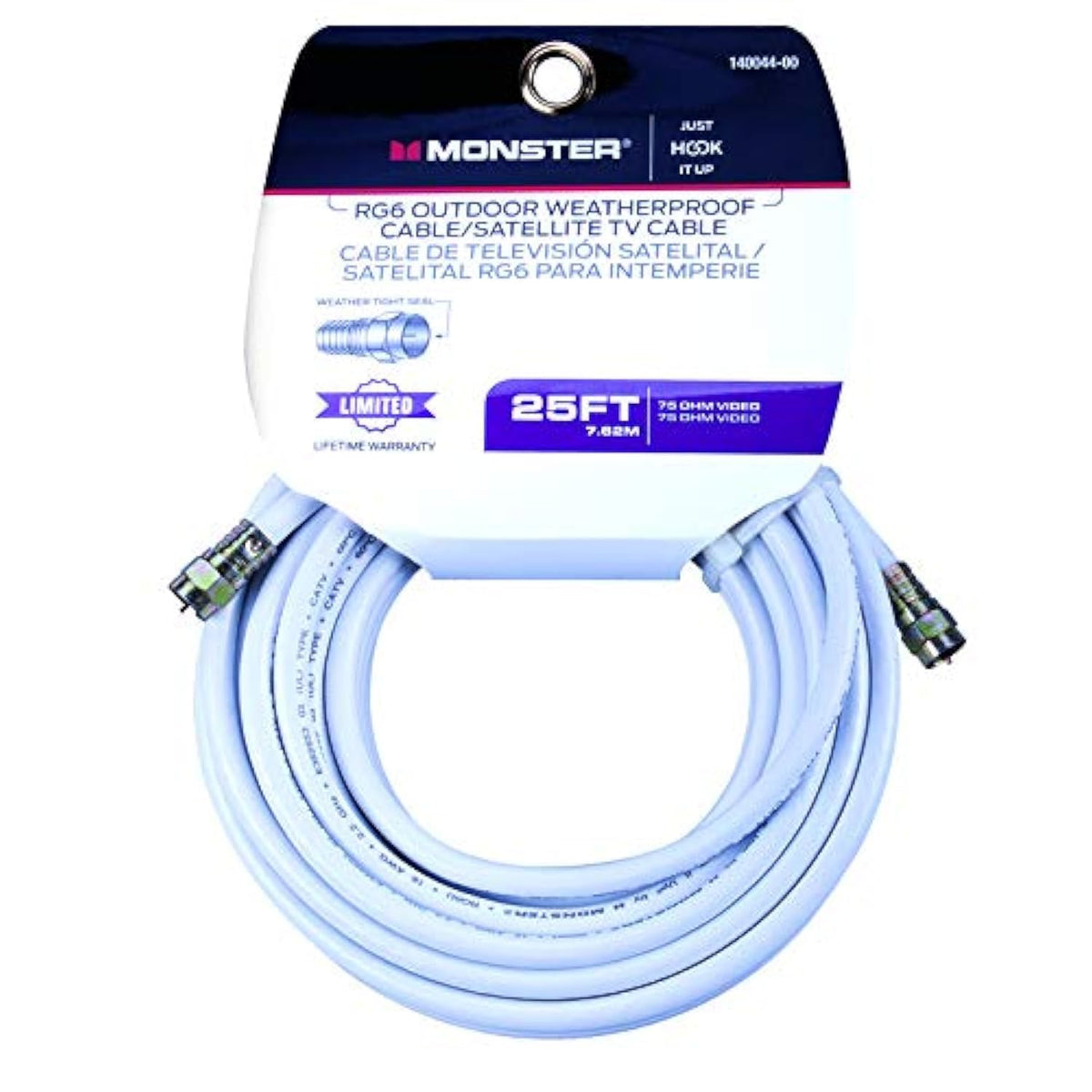 Monster Cable Video Coaxial Cable Digital 75 Ohm 25 ' Carded