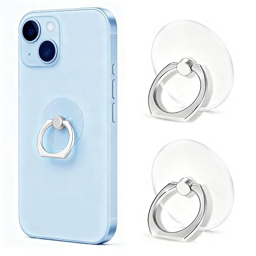 VOVIGGOL Transparent Phone Ring Holder Stand 2 Pcs, 360° Rotation Cell Phone Ring Holder Mobile Finger Kickstand Hand Phone Grip for iPhone, Clear