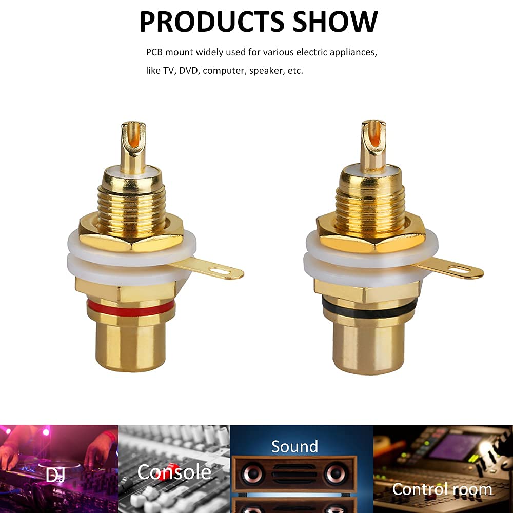 DIYhz 10Pcs Audio Terminal Jack Panel Mount RCA Lotus Head Welding Female Socket Connector (5Pcs Black + 5Pcs Red)