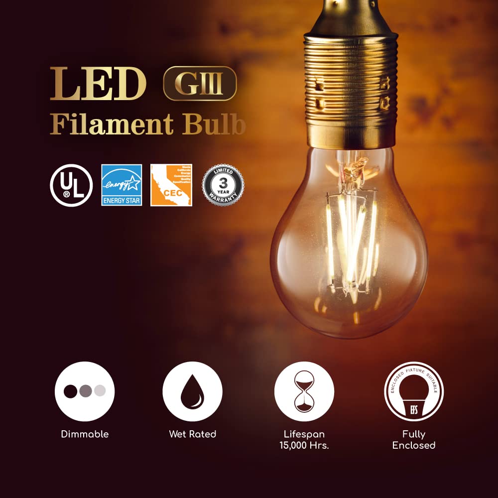 Euri Lighting VA19-3050cec, Dimmable LED A19, 8.5W (60W Equiv.) 800lm, 90+ CRI, Cool White (5000K), 320° Beam, E26, Wet Rated, UL, E-Star, CEC, JA8