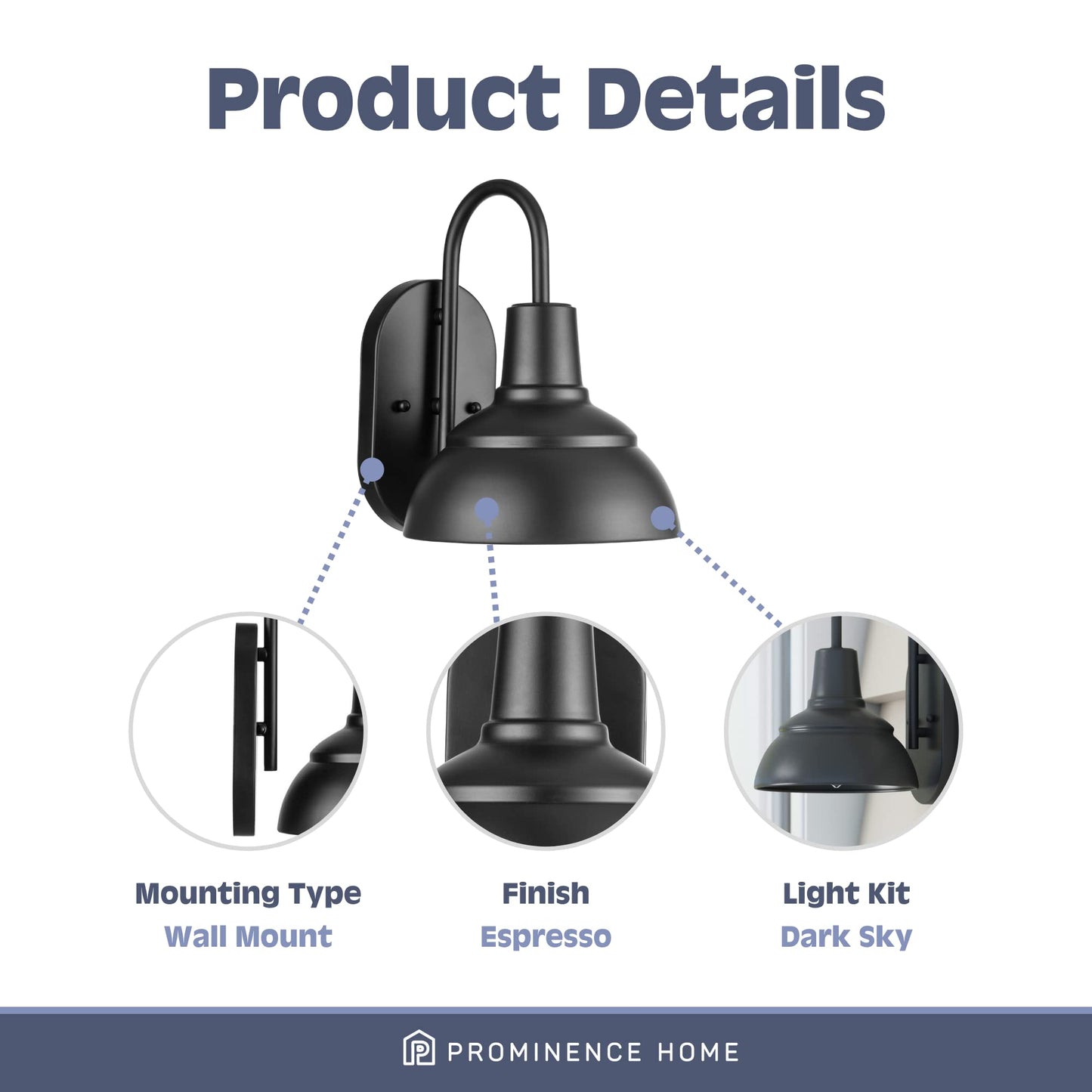 Prominence Home Brightondale Espresso Industrial Outdoor Sconce Lantern Coach Light - 51556-01