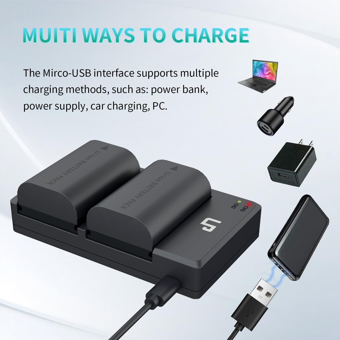 LP LP-E6 E6N Battery Charger Pack, 2-Pack 2600mAh Battery & Dual Charger Compatible with Canon EOS R, R5, R6, 90D, 80D, 70D, 60D, 60DA, 5D Mark II