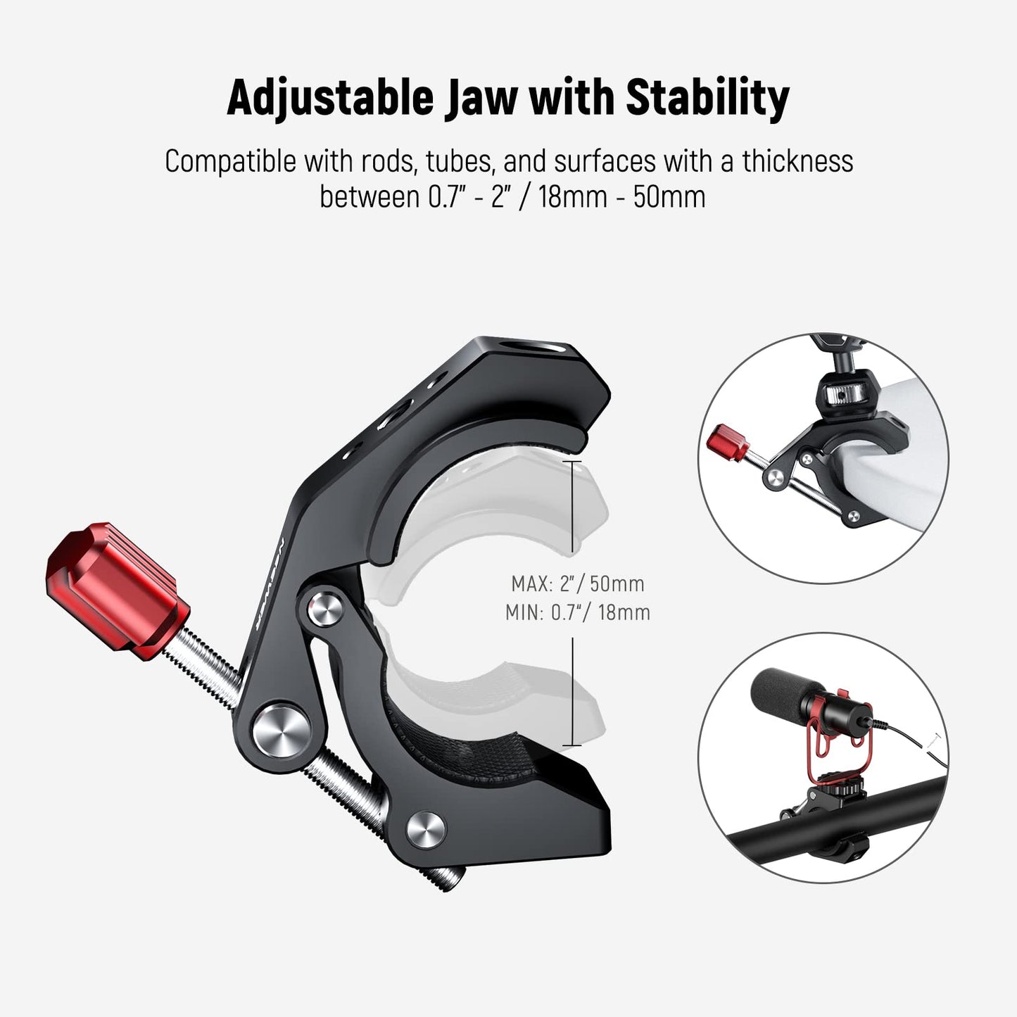 NEEWER Super Clamp with Cold Shoe & 1/4 Inch 3/8 Inch Thread Holes, Max. Load 4 kg, Crab Shaped Camera Tripod Holder for Most Photo Accessories