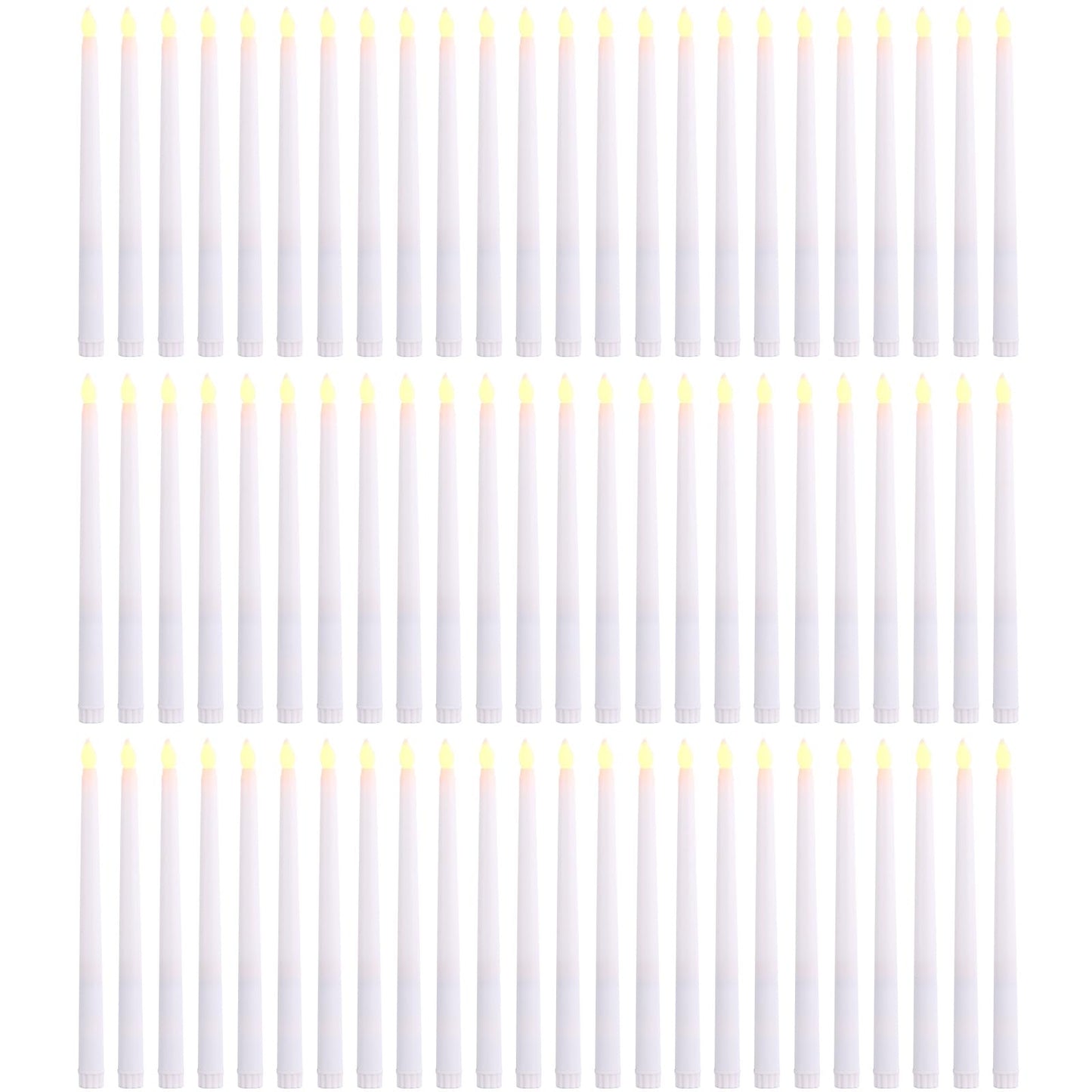lifancy 72 Pcs Flameless Taper Candles, LED Flameless Candles Flickering Taper Fake Candles Bulk Battery Operated, Christmas Home Wedding Decor(0.8 X