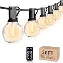 LED 30FT Outdoor String Lights with Remote Waterproof Patio Lights Dimmable 27 Shatterproof G40 Bulbs, Globe String Lights Decorative Balcony Bistro