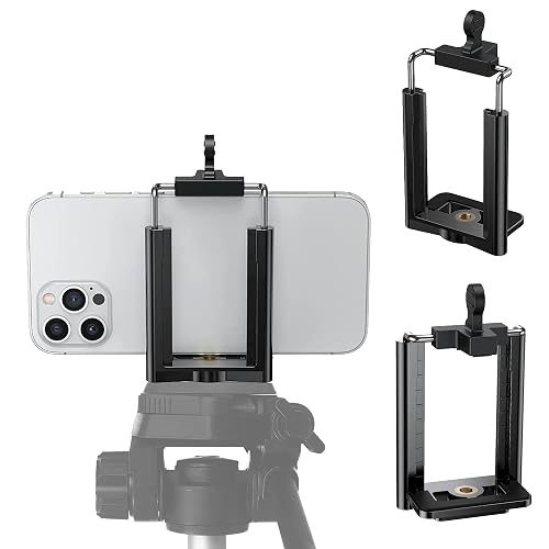 DaVoice Tripod Phone Mount 1/4" Screw Adapter, Compatible with iPhone Samsung and Cell Phones, Adjustable Smartphone Holder Attachment Clip for Tripod