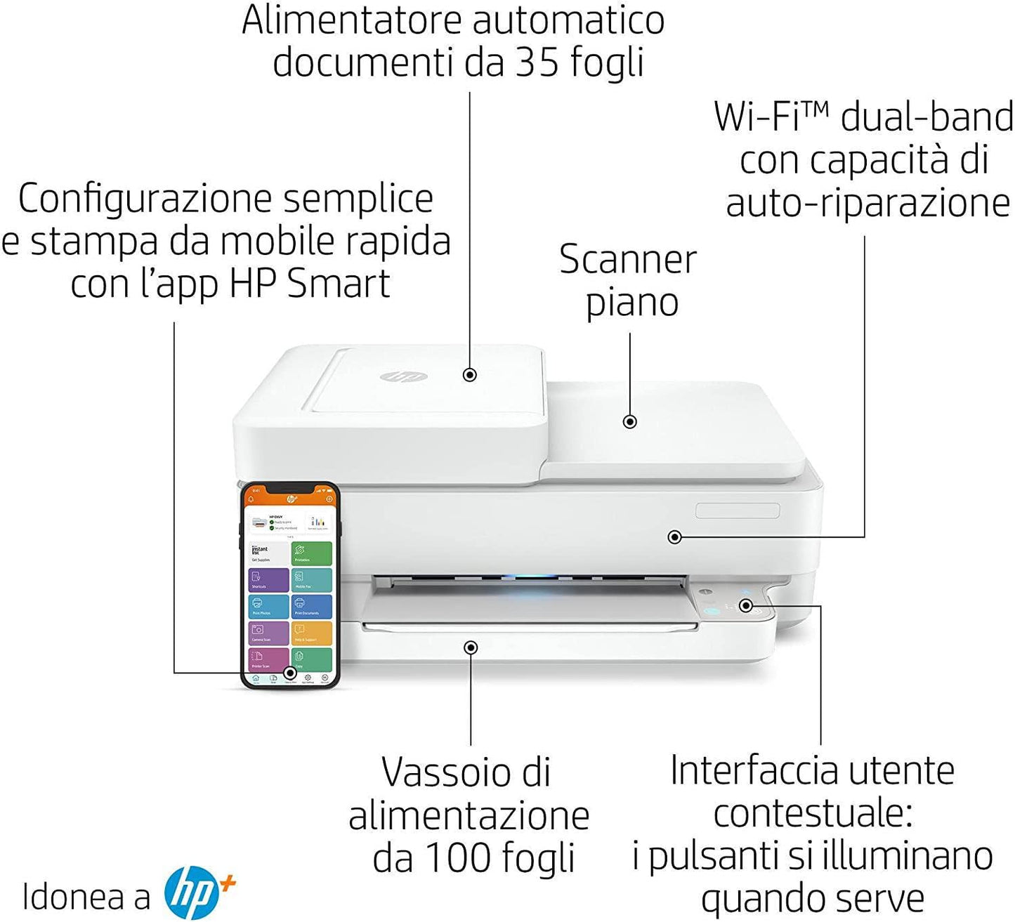 HP Envy 6430e All-in-One Printer Multifunctionsprinter Color, W128182185 (Multifunctionsprinter Color Ink Scanning: 1200 x 1200 dpi)