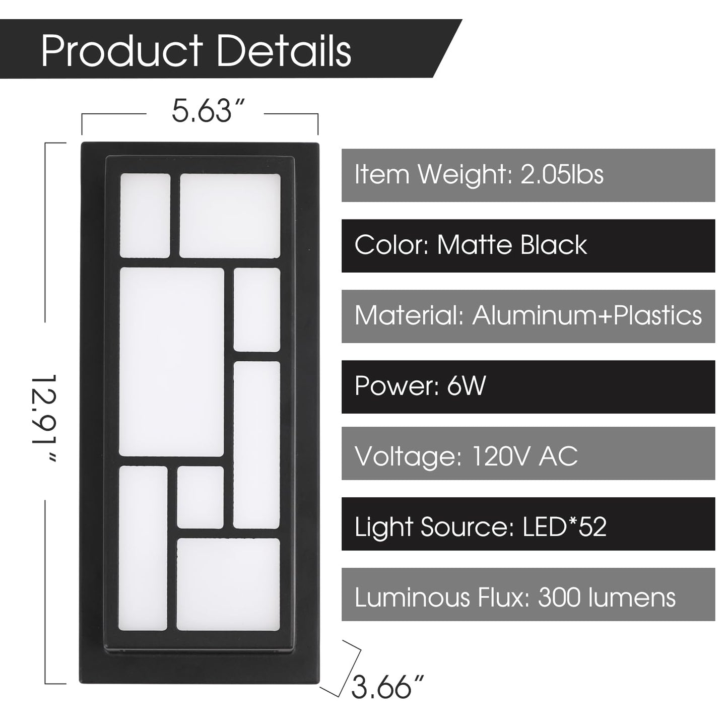 Energetic 5CCT Outdoor Wall Light Fixture, 13 Inch Exterior Modern Wall Sconce, Patio Light IP65 Waterproof, 120V LED Porch Lighting, Aluminum Low