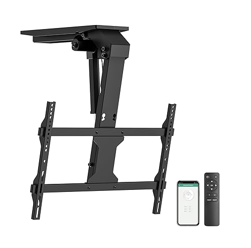 ynVISION.DESIGN Motorized Smart Electric TV Ceiling Mount - Ceiling TV Mount Flip Down 37-75 Inch, Max VESA 600x400 - Voice/App Controlled, RF Remote