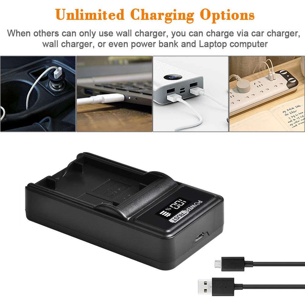 PowerTrust 1400mAh 3.6V NP-FC11 NP-FC10 Battery and LED USB Charger for Sony DSC-P2, P3, P5, P7, P8, P9, P10, V1 Cameras