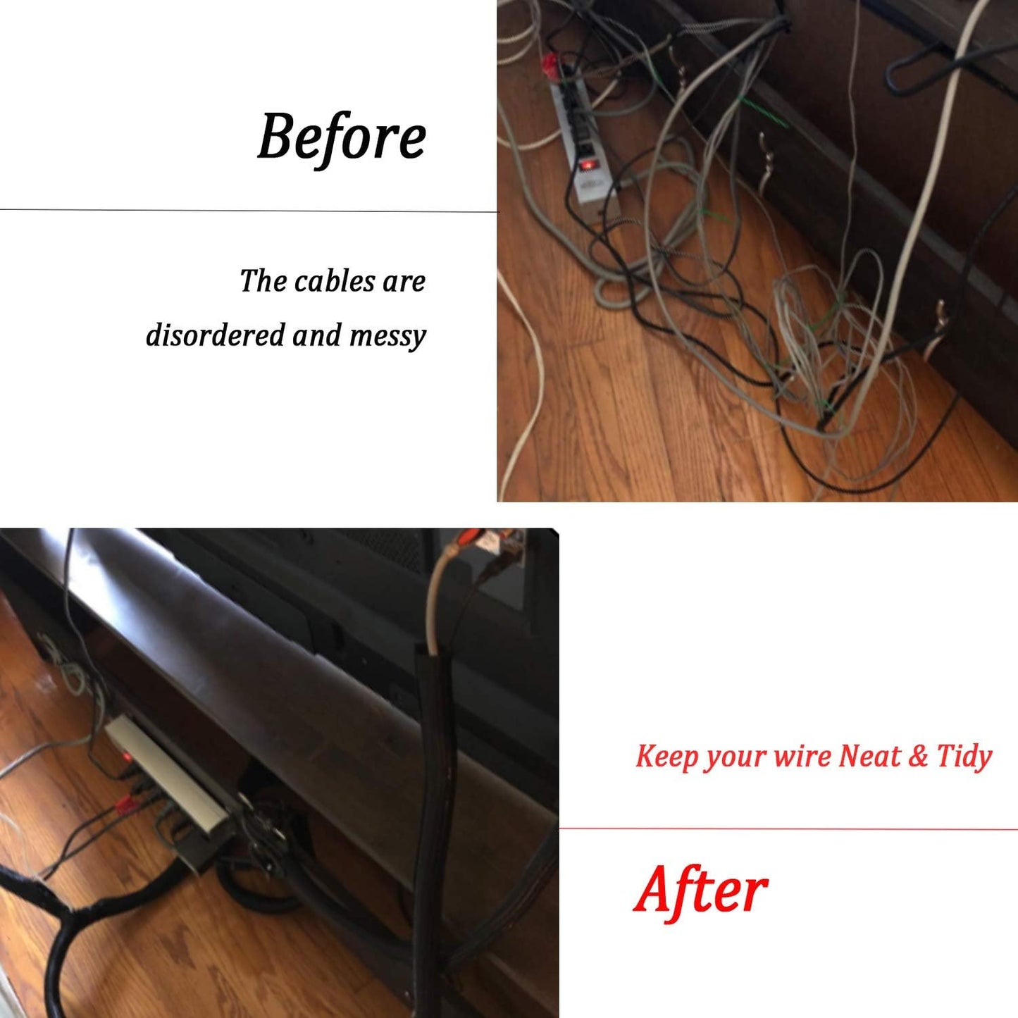 Wang-Data 25ft-1.25" PET Expandable Braid Sleeving -Black -Cable Management Sleeve Cord Organizer for wrap & Protect Cables