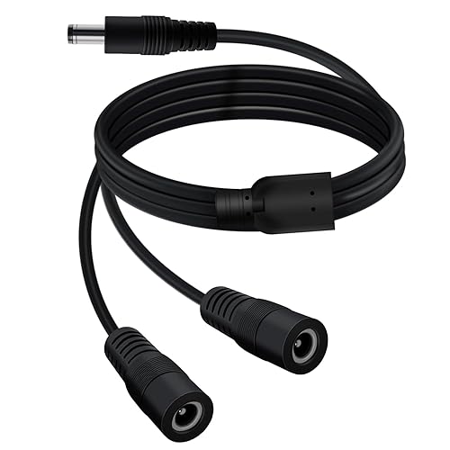 YINGAYOU DC Splitter Cable 5.5 x 2.1mm DC 2 Way Splitter 5V 6V 9V 12V 24V 3A, for Security Cameras, DVR, Router, Printer, LED Strip (1 Male 2 Female