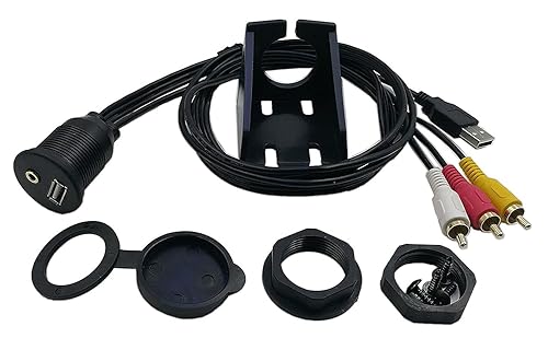zdyCGTime 3.5mm & USB Flush Mount Cable - 1M, RCA Extension, Dash, Panel, Car, Boat, Motorcycle