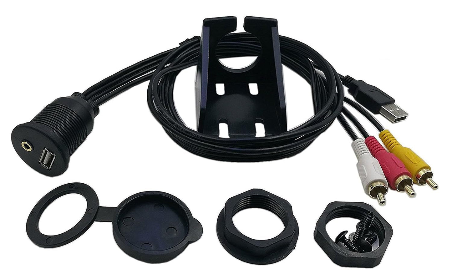 zdyCGTime 3.5mm & USB Flush Mount Cable - 1M, RCA Extension, Dash, Panel, Car, Boat, Motorcycle