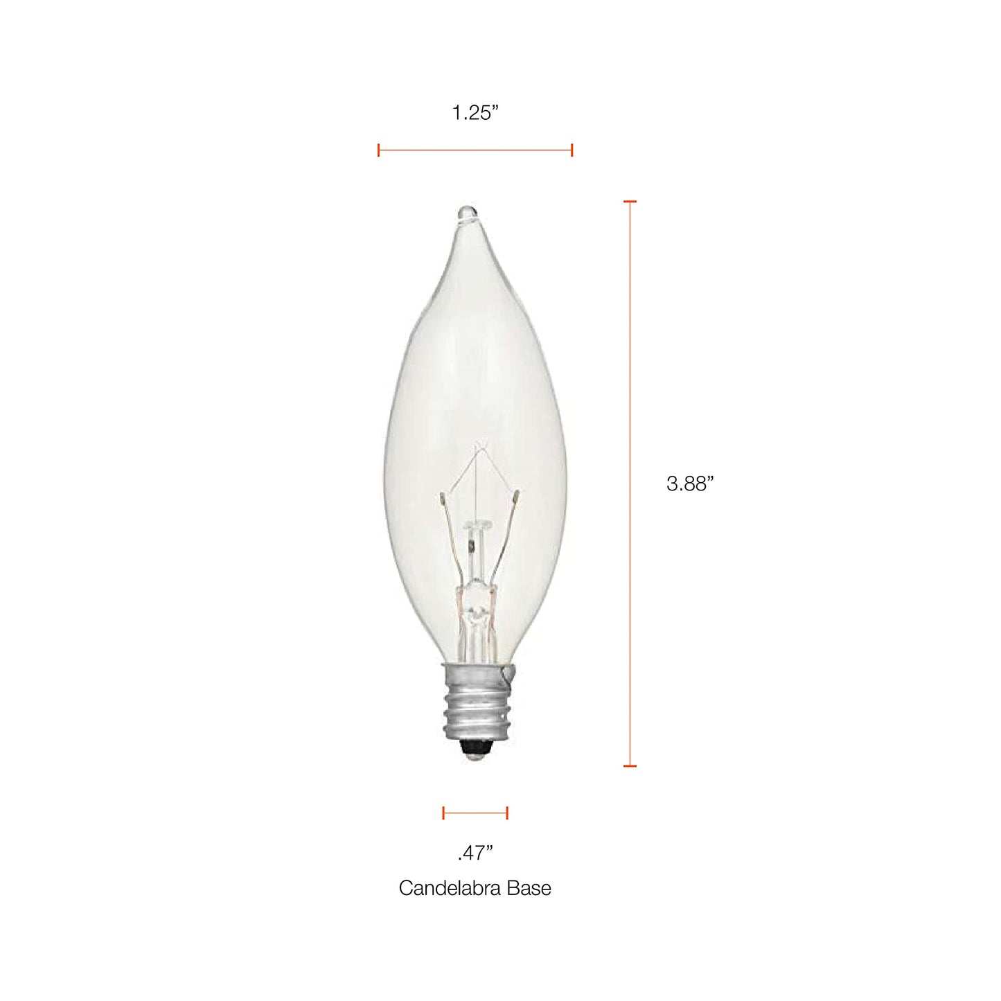 Sylvania Double Life Incandescent Light Bulb, B10, 15W, Candelabra Base, 65 Lumens, 3000K, Clear, Soft White - 6 Pack (15318)