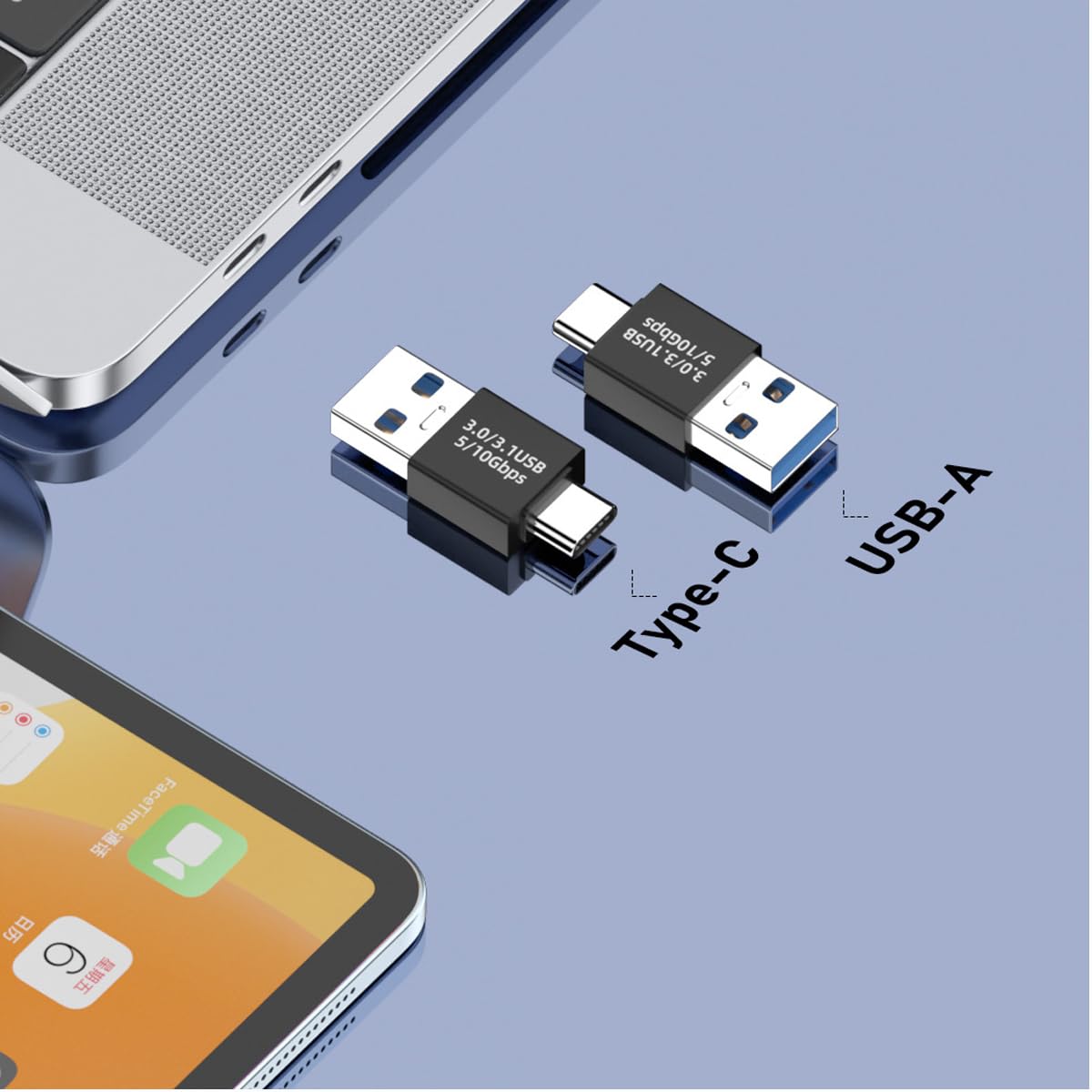 rgzhihuifz USB 3.1 Male to USB C Male Adapter USB A to USB C Connector 10Gbps, Compatible with Mobile Phones, Computers, Notebook Computers, Black【3…