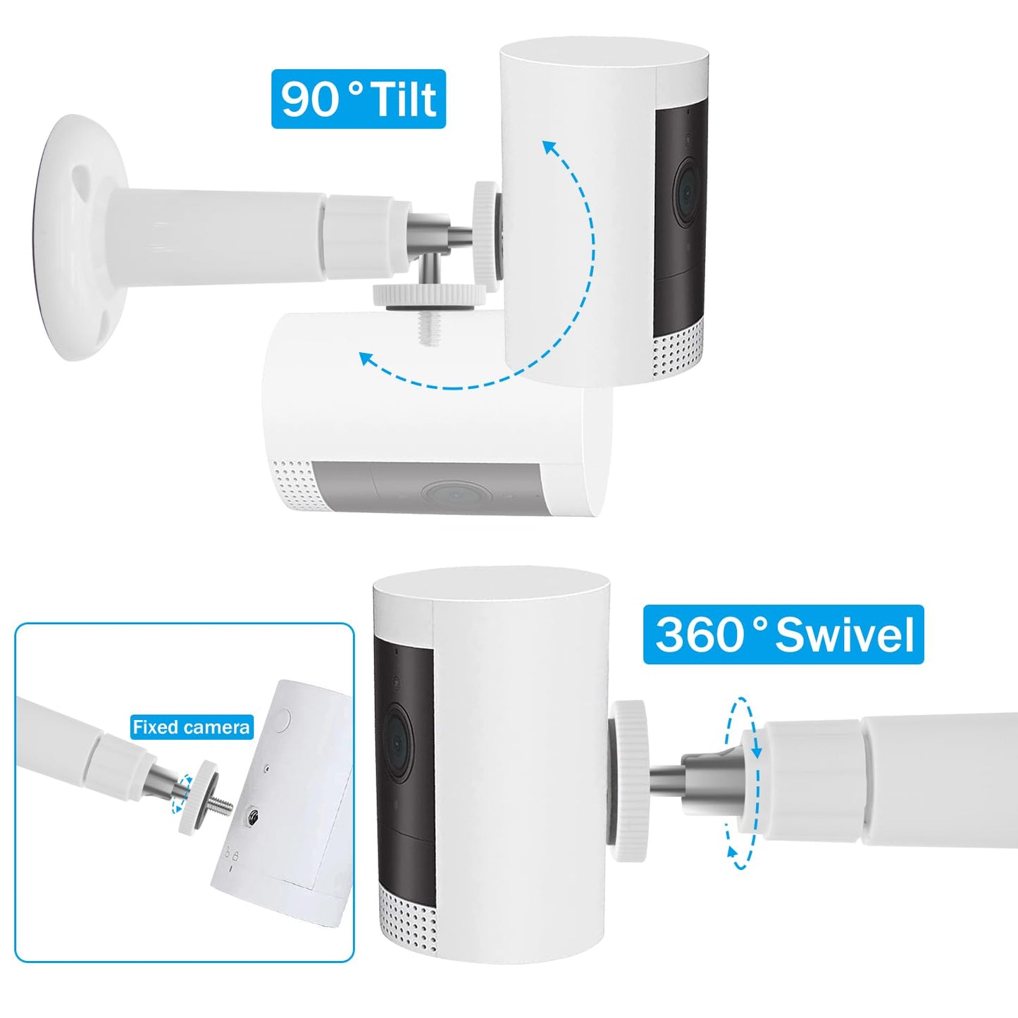 2 Pack Adjustable Adhesive Wall Mount Brackets for Ring Stick Up Cam ? Ring Outdoor Cam Plus, Indoor / Outdoor Installation, VHB Stick On or Screws