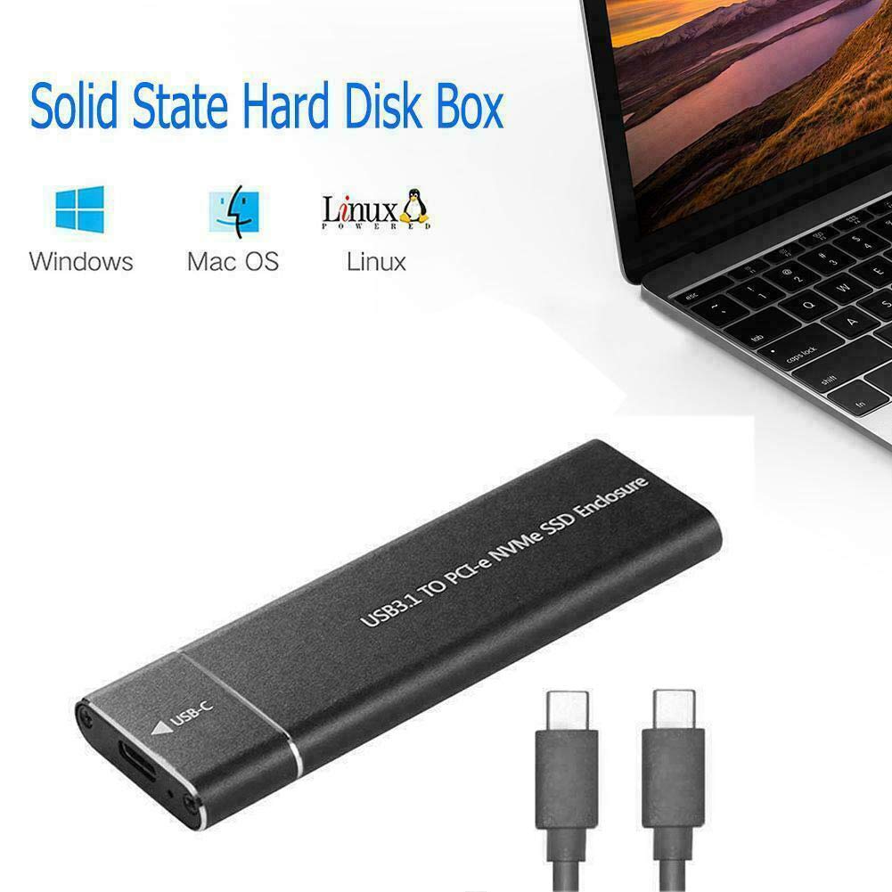 AIHG M.2 NVME to USB-C Gen2 10GBPS Enclosure - M.2 PCI-E SSD Hard Disk External Drive Box - Black