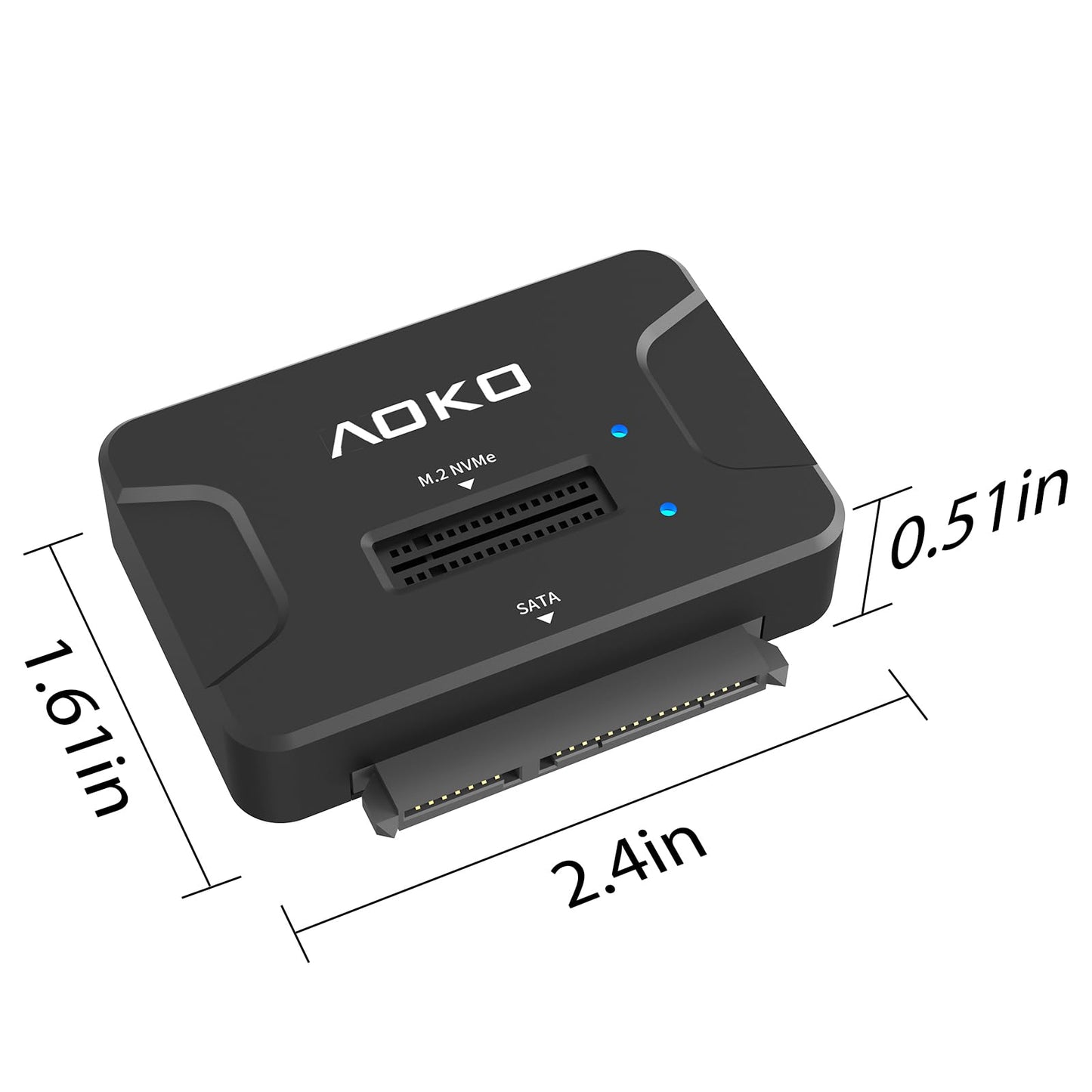 AOKO SATA NVMe SSD to USB Reader Adapter- Dual-Bay 2 in 1 Hard Drive Reader 10Gbps SSD Enclousure for NVMe + 2.5"/3.5" HDDs , Supports Simultaneous