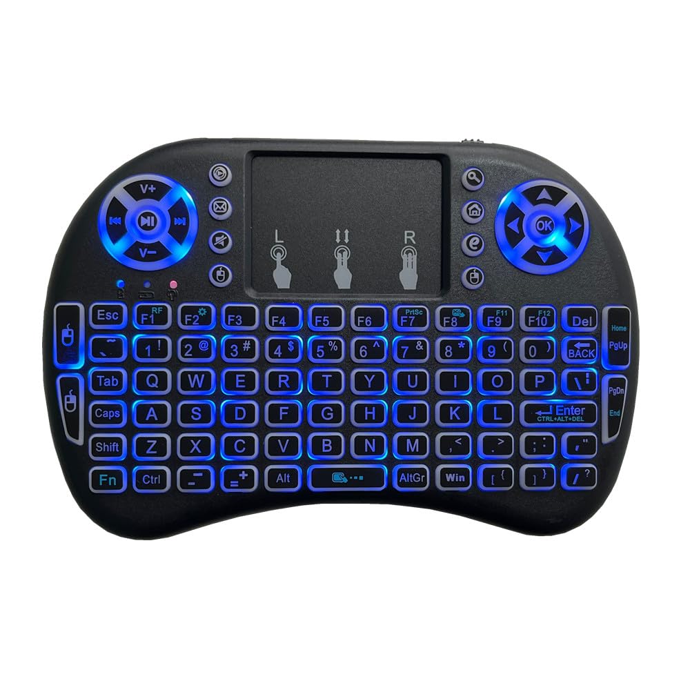 Mini Keyboard i8 2.4G Mouse Wireless with Touchpad, Tricolor Backlight Handheld Remote for Android TV Box (English Version)