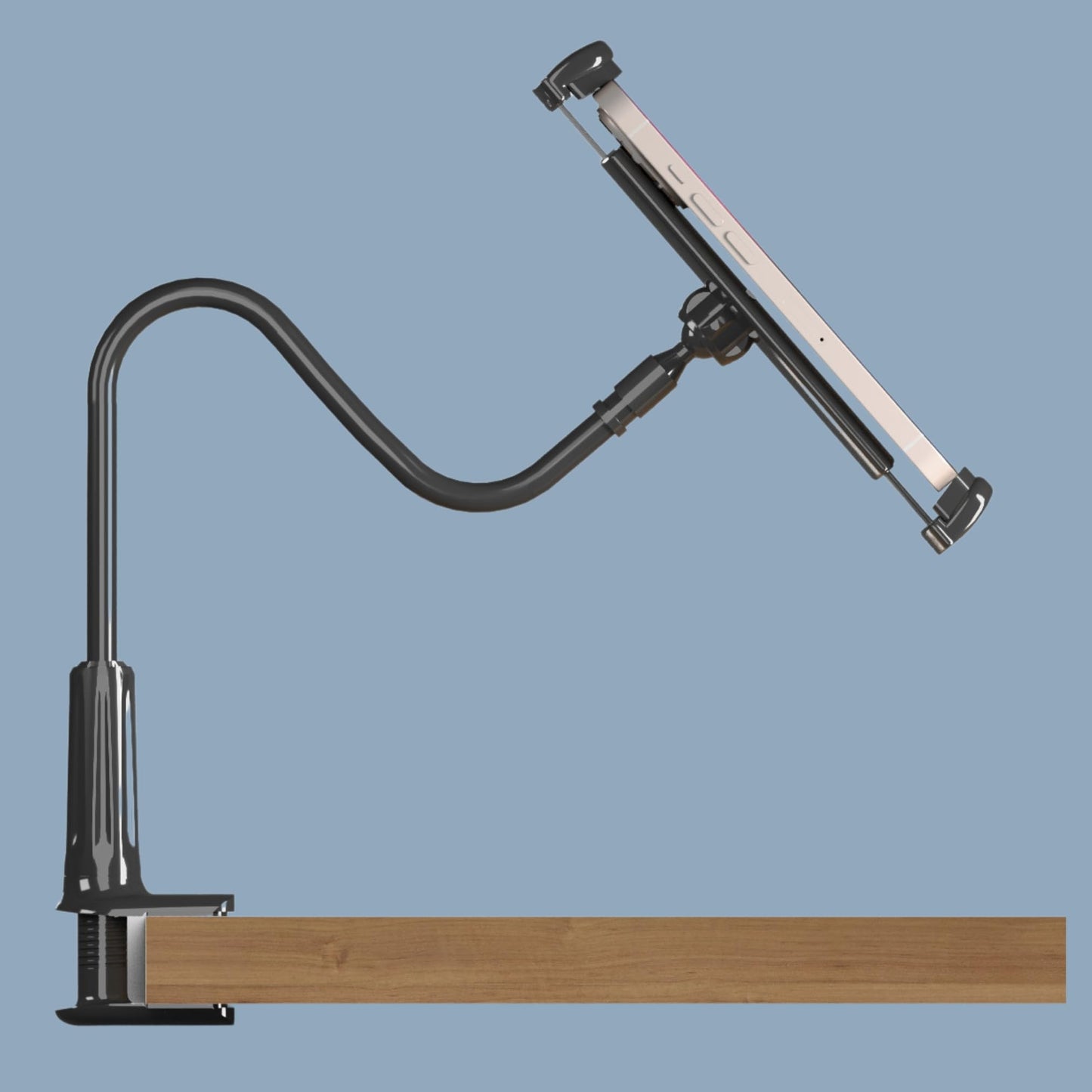 LEVO Adjustable Cell Phone Holder - Clamping Gooseneck Phone Mount with Flexible Long Arm - Hands-Free Smartphone Holder for Desk, Bed, Headboard