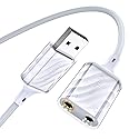MOSWAG USB to 3.5mm Audio Adapter, External Stereo Sound Card with Dual TRS 3-Pole 3.5mm Headphone and Microphone Jack Adapter for PS4/PS5/PC/Laptop