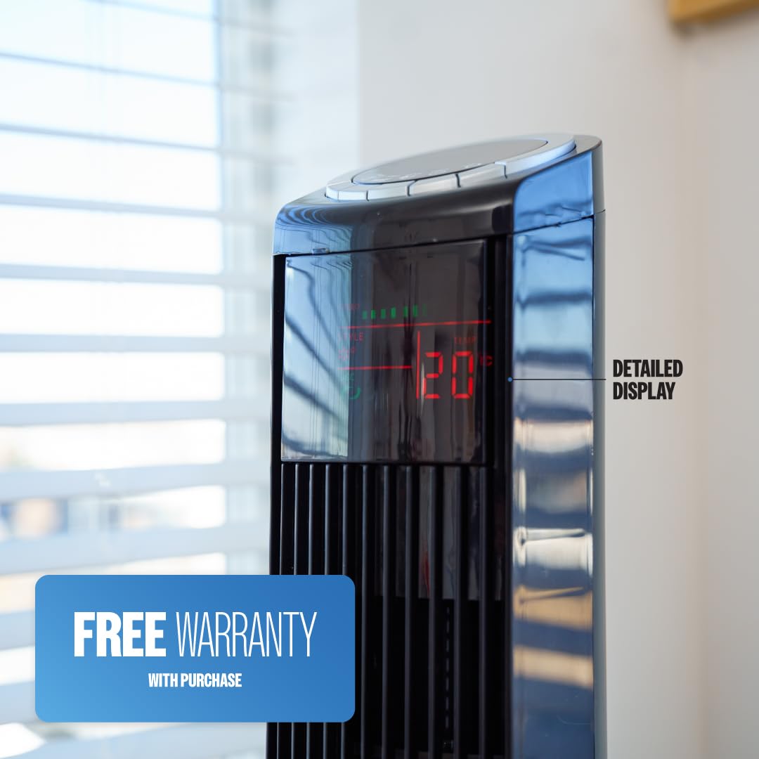 Hazel 49" Oscillating Tower Fan with Remote - Quiet 3-Speed, Black
