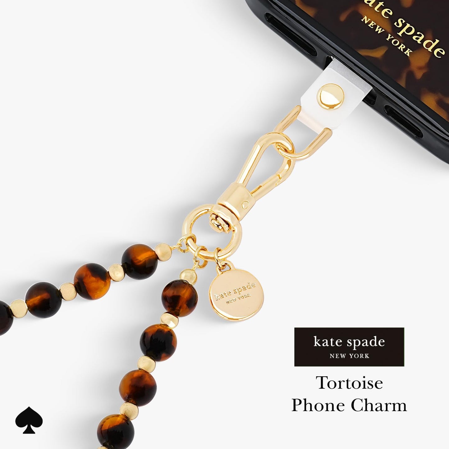 kate spade new york Phone Charm Wrist Strap - Detachable Anchor Card Cell Phone Lanyard - Tortoise Bead