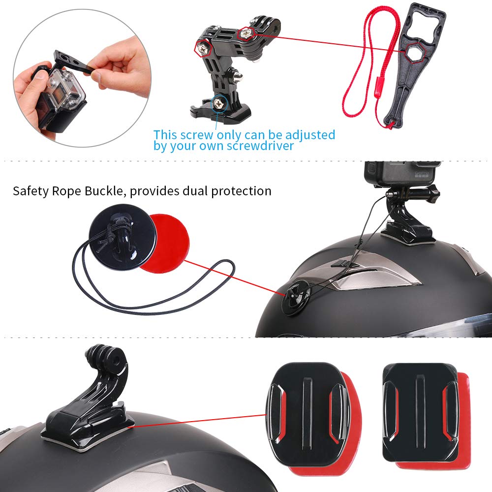 Motorcycle Helmet Chin Mount Kit Compatible with GoPro 13/12/11/10/9, DJI Action 6/5 Pro/4/3, AKASO and More Action Cameras