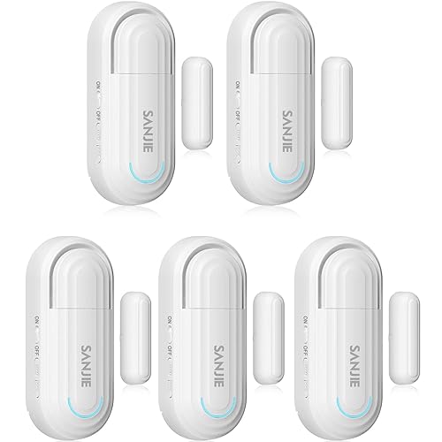 SanJie Window Alarm Sensors Door Alarms for Home Security Volume Ajustable 0-120 DB Pool Door Alarms for Kids Safety with 4 Modes Open